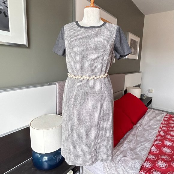 Talbots Luxurious Wool Shift Dress in Gray, Cream & Silver Winter US 6P - J2165 - Picture 6 of 9